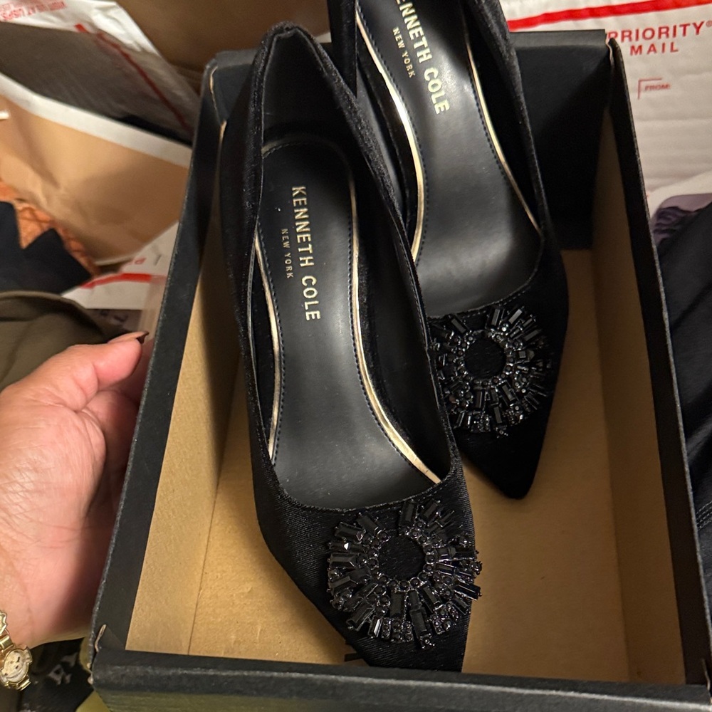 Kenneth Cole Black Heels with Embellishments